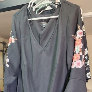 Long sleeve embroidered floral dress